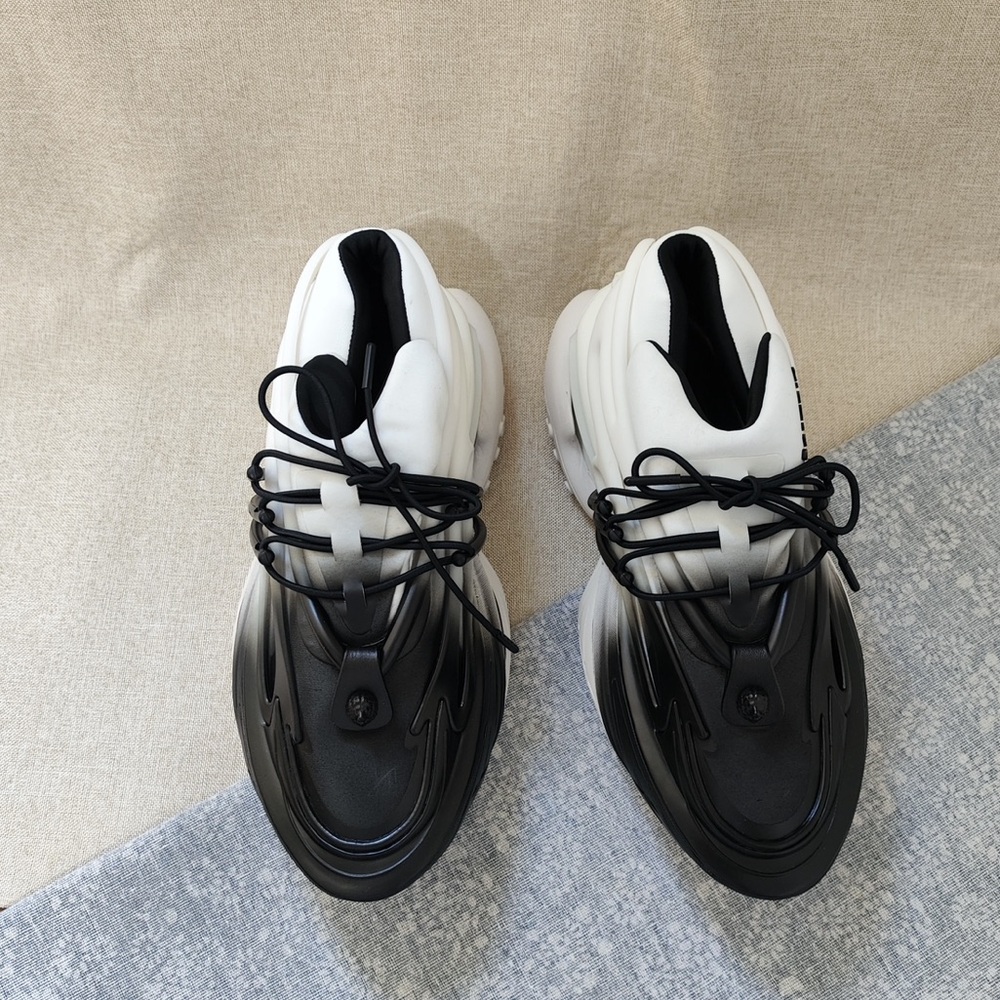 Balmain White and Black Women's Chunky Lace-Up Sneakers